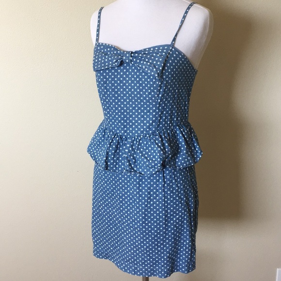 forever 21 blue polka dot dress PRE-ORDER - Ingenue Dress in Light Blue w/White Polka Dots